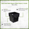 NDS Drain Basin Square Black Plastic 2-Outlet 9 in. x 9 in.