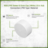 NDS PVC S&D Drain Cap HUB White 6 in.