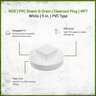 NDS PVC S&D Cleanout Plug MPT White 4 in.