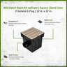 NDS Square Catch Basin Kit Sand Color With Grate, 2 Outlets & Plug 12 in.