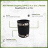 NDS Flexible Coupling CI/PVC 3 in. x 3 in. Rubber w/ Stainless Steel Clamp