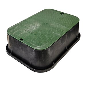 NDS Standard Valve Box Extension Rectangle 13 in. x 20 in. x 6 in. Black Box/Green Lid Overlapping ICV