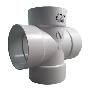 NDS PVC S&D Cross HUB x HUB x HUB x HUB White 4 in.