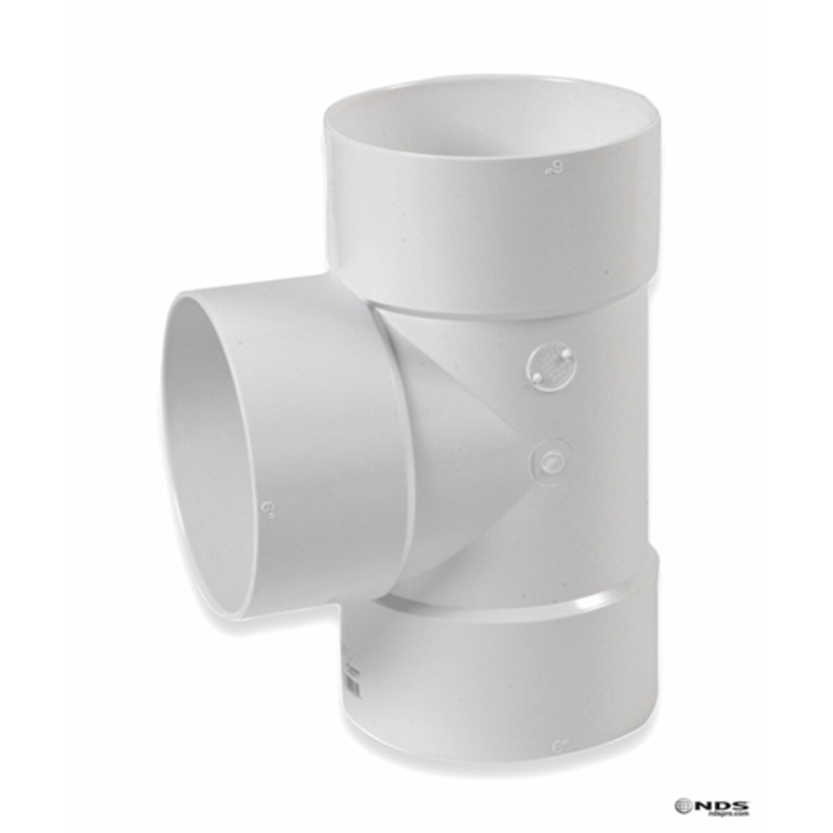 NDS PVC S&D Tee HUB x HUB x HUB White 6 in | SiteOne US