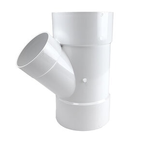 NDS PVC S&D 45 Deg. Street Wye HUB x HUB x HUB White 6 in. x 4 in.