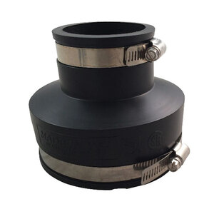 NDS Flexible Rubber Coupling 6 in. x 4 in. CI/PVC w/ Stainless Steel Clamps