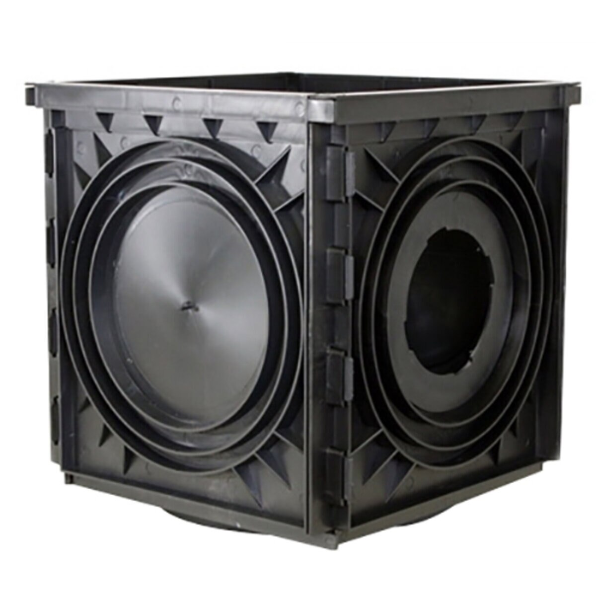 NDS Drain Basin Square Black Plastic 2-Outlet Expandable 18 in. x 18 in ...