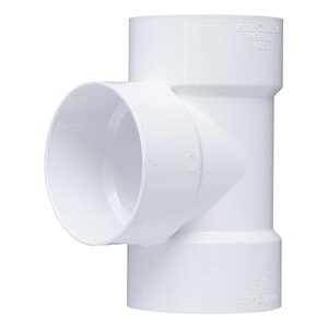 NDS PVC S&D Tee HUB x HUB x HUB White 3 in.
