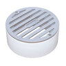 NDS Grate Round Satin Chrome w/ PVC Collar 4 in.