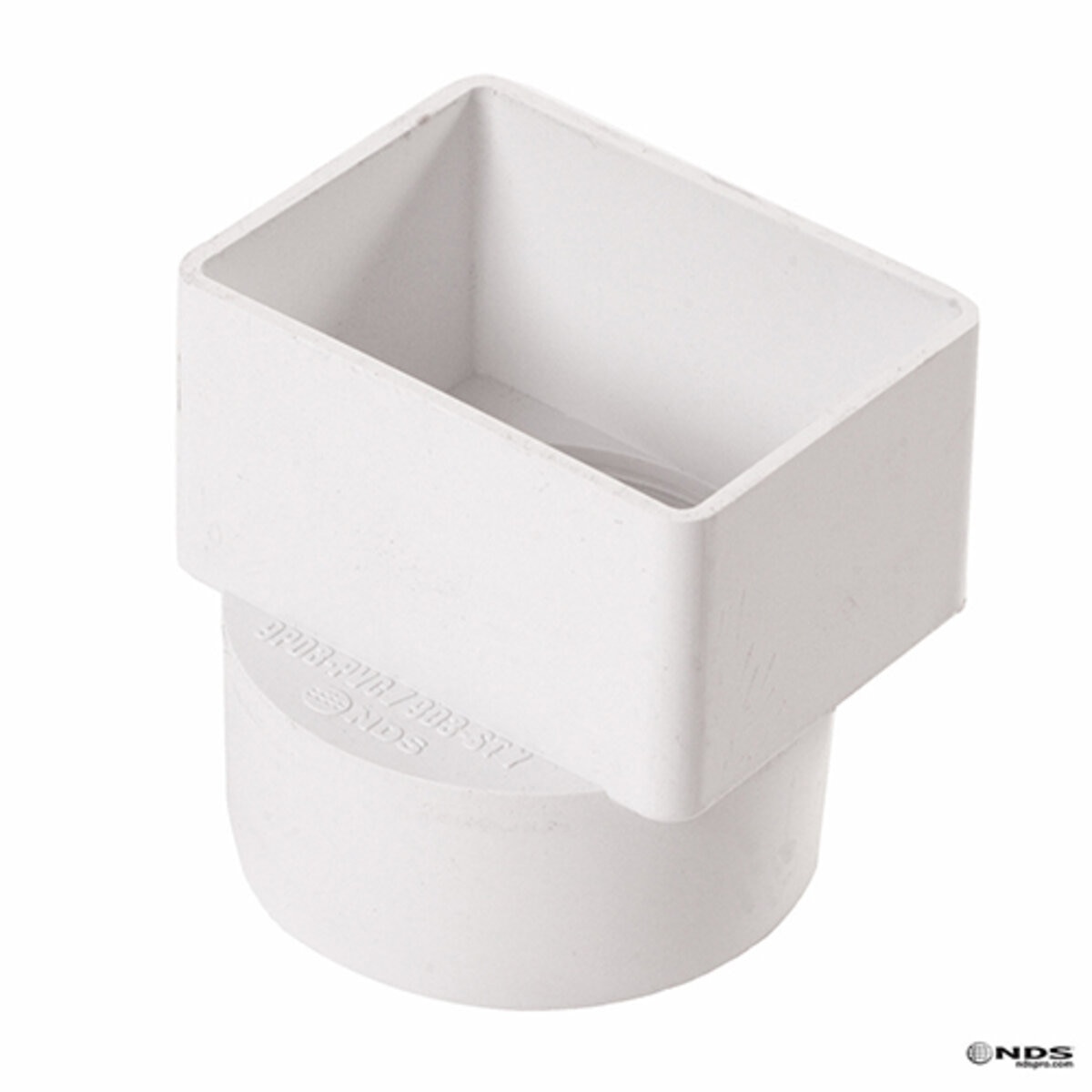 Nds PVC S&D Offset Downspout Adapter White 2 in. X 3 in. X 3 in. (Fits ...