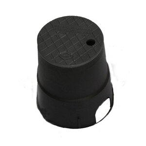 10 in. Round Black on Black Valve Box With a Bolt