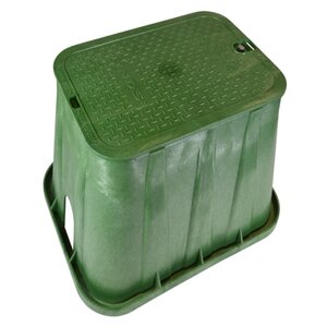 NDS Pro-Spec Valve Box Rectangle 14 In. X 19 In. X 12 In.H Green Box/Green Lid Overlapping Rw W/Bolt