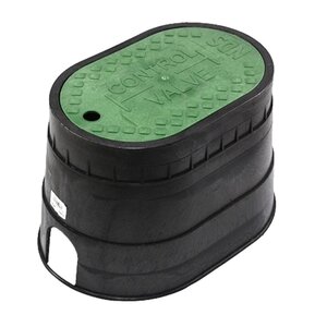 NDS Control Valve Box Black/Green Oval 8 in. x 14 in. w/ Drop-in Cover
