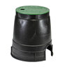 NDS Snap-In Box & Cover Black Body Round w/ Overlapping Green Lid 6 in.