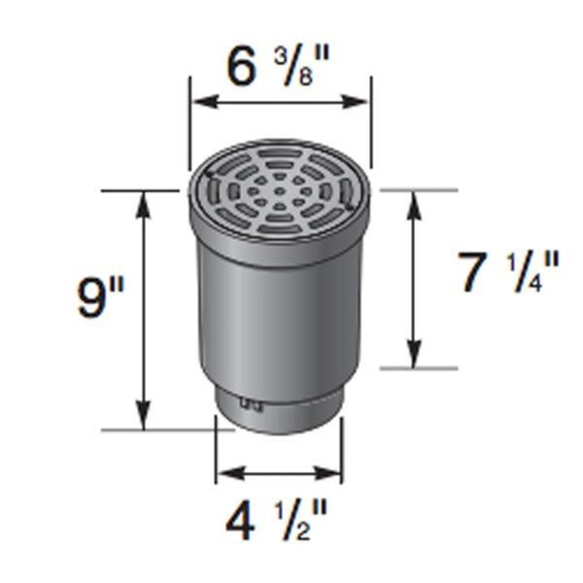 NDS Flo-Well Surface Drain Inlet w/Grate Black Plastic Fits 4 in. Sch ...