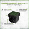 NDS Square Catch Basin Kit Green With Grate, 2 Outlets & Plug 9 in.