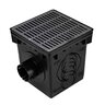 NDS Square Catch Basin Kit Black With Grate, 2 Outlets & Plug 12 in.