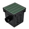 NDS Square Catch Basin Kit Green With Grate, 2 Outlets & Plug 12 in.