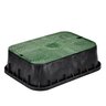 NDS Standard Valve Box Tapered Rectangle 13 in. x 20 in. x 6 in. H Black Box/Green Lid Overlapping ICV