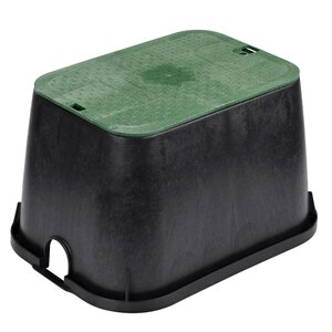 NDS Standard Valve Box Rectangle 14 in. x 19 in. x 12 in. H Black Box/Green Lid Overlapping ICV