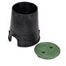 NDS Standard Series Round Valve Box with Cover, Black Box/Green Cover, 6 in. Diameter, HDPE Construction, Overlapping Design, 8-2/3 in. Height