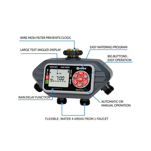 Eden 93412 Digital Water Hose Timer 4 Outlets/Zones