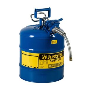 Justrite Type I Blue Steel Safety Can for Kerosene 5 gal. w/ Flame Arrester and Funnel