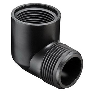 1-1/2 HDPE 90 Degree St Ell Mipt x Fipt PVC Fitting