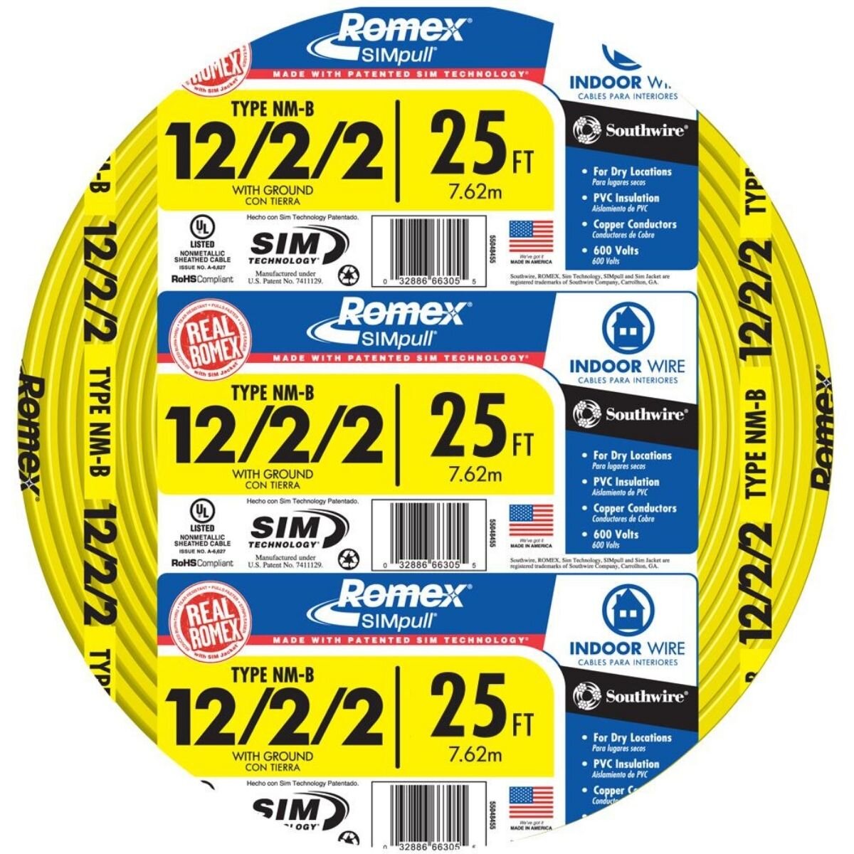 Romex Wire 12/2 Solid CU UF-B W/G 25 ft. Roll | SiteOne US