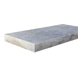 Solstice Coping Silver Travertine Modern Edge 1 Long 2 in. x 12 in. x 24 in.