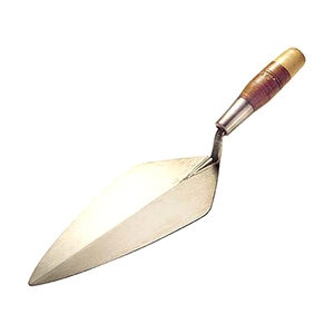 W. Rose Narrow London Brick Trowel w/ Leather Handle 4-5/8 in. Heel 10-1/2 in.