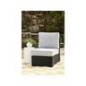 Dark Farmhouse Armless Chair Black w/Gray Cushion 25 in. x 38 in. x 35 in.