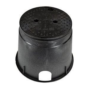 10 in. Black Round Box, Round Overlapping Cover - ICV