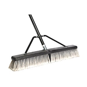 Medium Poly Bristle Push Broom Poly Block 24 in. Handle w/ Grip 60 in.