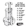 2 in. PVC Gate Valve Slip X Slip With Plastic Paddle