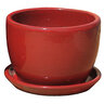 Small Round Pot Red w/ Saucer Size 3