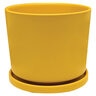 Pot Cylinder w/Saucer Matte Yellow Size 1 9-1/2 in. x 8-1/2 in.