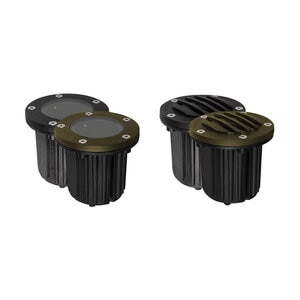 Well Light for MR16 Lamps Available In Flat Brass Top and Grate Top Flat Brass Top Comes In Black or Bronze