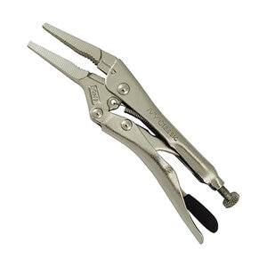 Long Nose Locking Pliers w/ Curved Jaw Wire Cutter 6 in.