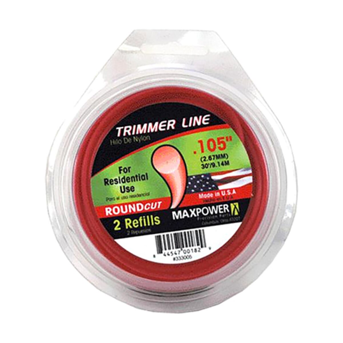 MAXPOWER Rasentrimmer-Schnur .080 Zoll, Rund, 340 Fuß Länge – Für Privaten Gebrauch