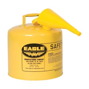 Safety Diesel Gas Can Yellow Type 1 w/ F-15 Funnel 5 gal.