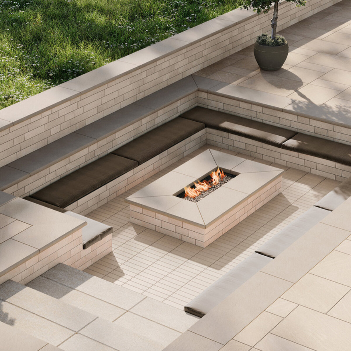 Techo-Bloc Natural Stone Sandstone Cap Beige 14 in. x 48 in. (20 pc ...