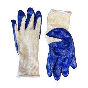 Blue Rubber Coated Gloves