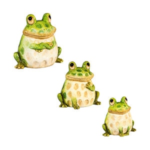 Ceramic Frog Family Statue Medium