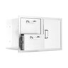 BBQGuys Signature 32 in. Stainless Steel Reversible Access Door and Double Drawer Combo - Traditional