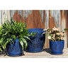 Pacific Planter Rouge w/ Attached Saucer Med Falling Blue 11-1/2 in. x 11-1/2 in. x 10 in.