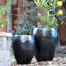 Pacific Planter Net Printed Urn Sm Irn 11 in. x 11 in. x 12-1/2 in.