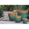 Pacific Planter Mandevilla Tapered Lg Gold on Turquoise 15 in. x 15 in. x 12-1/2 in.