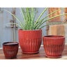 Pacific Planter Zaragoza w/ Attached Saucer Med Tropical Red 11-1/2 in. x 11-1/2 in. x 10 in.