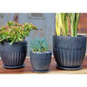 Pacific Planter Zaragoza w/ Attached Saucer Sm Silver Rock 8-1/2 in. x 8-1/2 in. x 7-1/2 in.